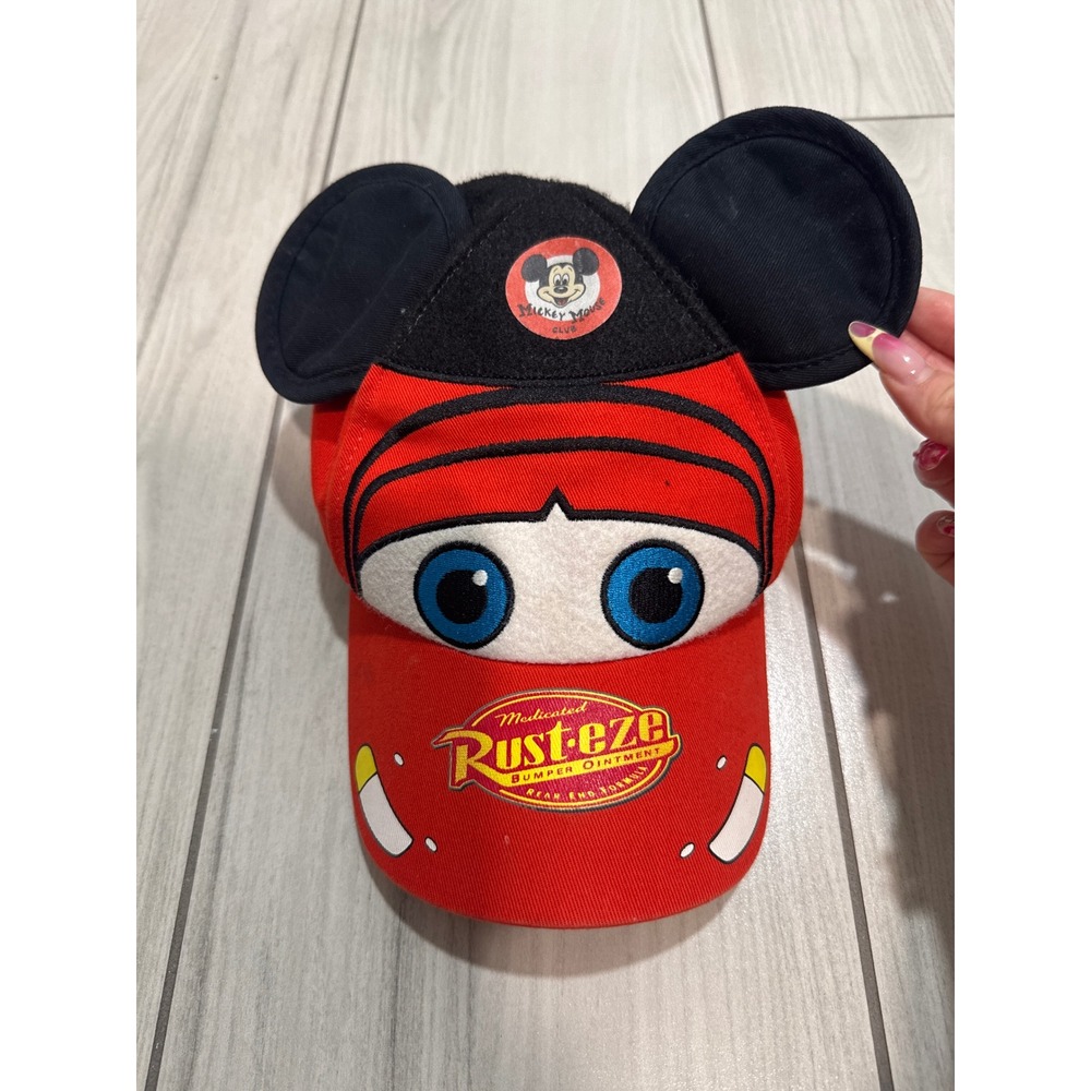 Disney Parks Lightning McQueen Mickey Mouse Ears Youth Hat Red Cars Disneyland